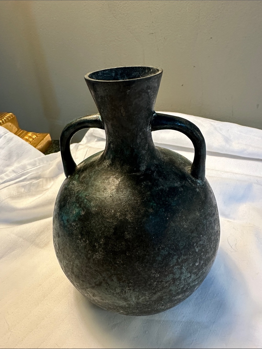 Vintage Bronze Double-Handled Vase